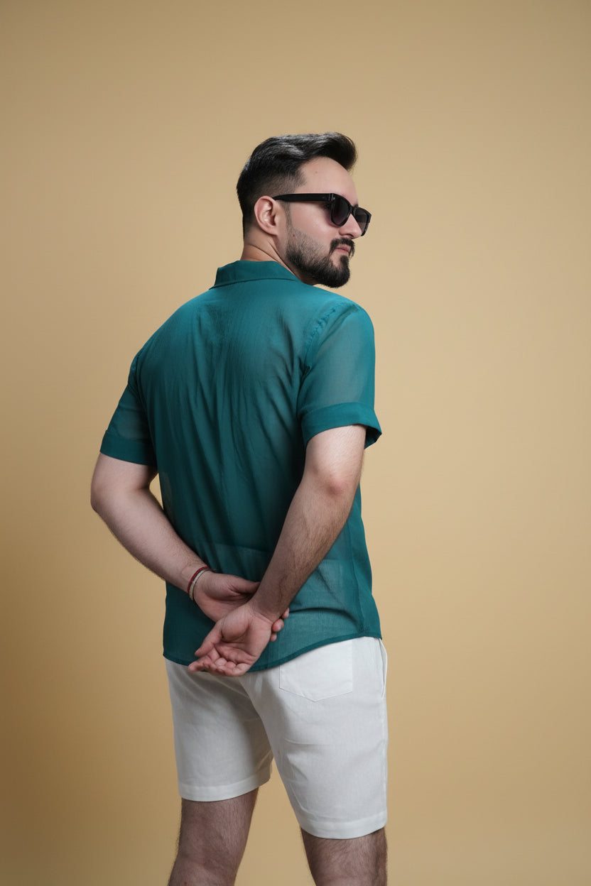 Men Ramagreen Colour Georgette Shirt