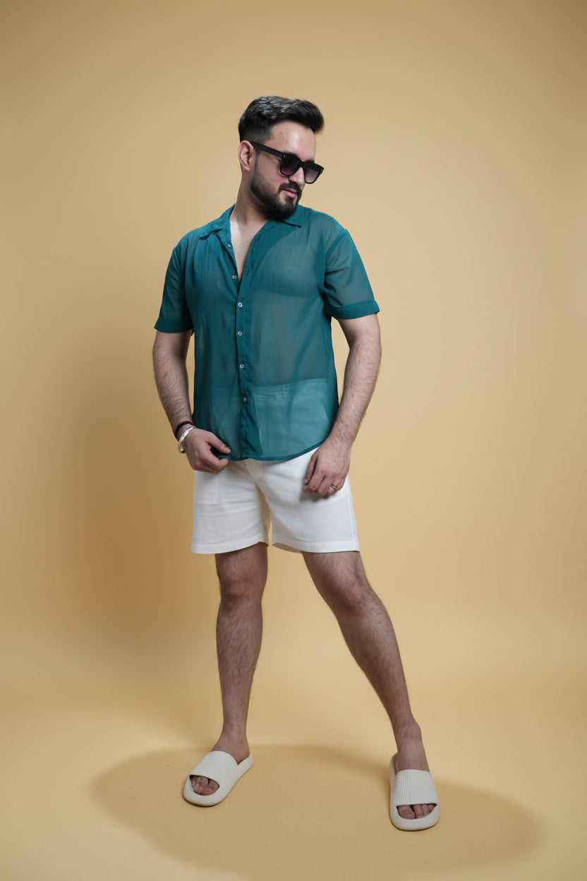 Men Ramagreen Colour Georgette Shirt