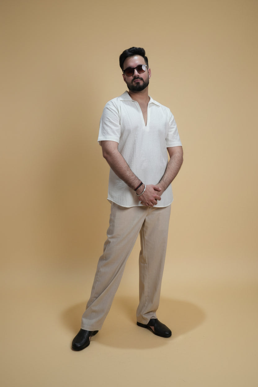 Men Ivory Colour Marina Chiffon Kurta Shirt