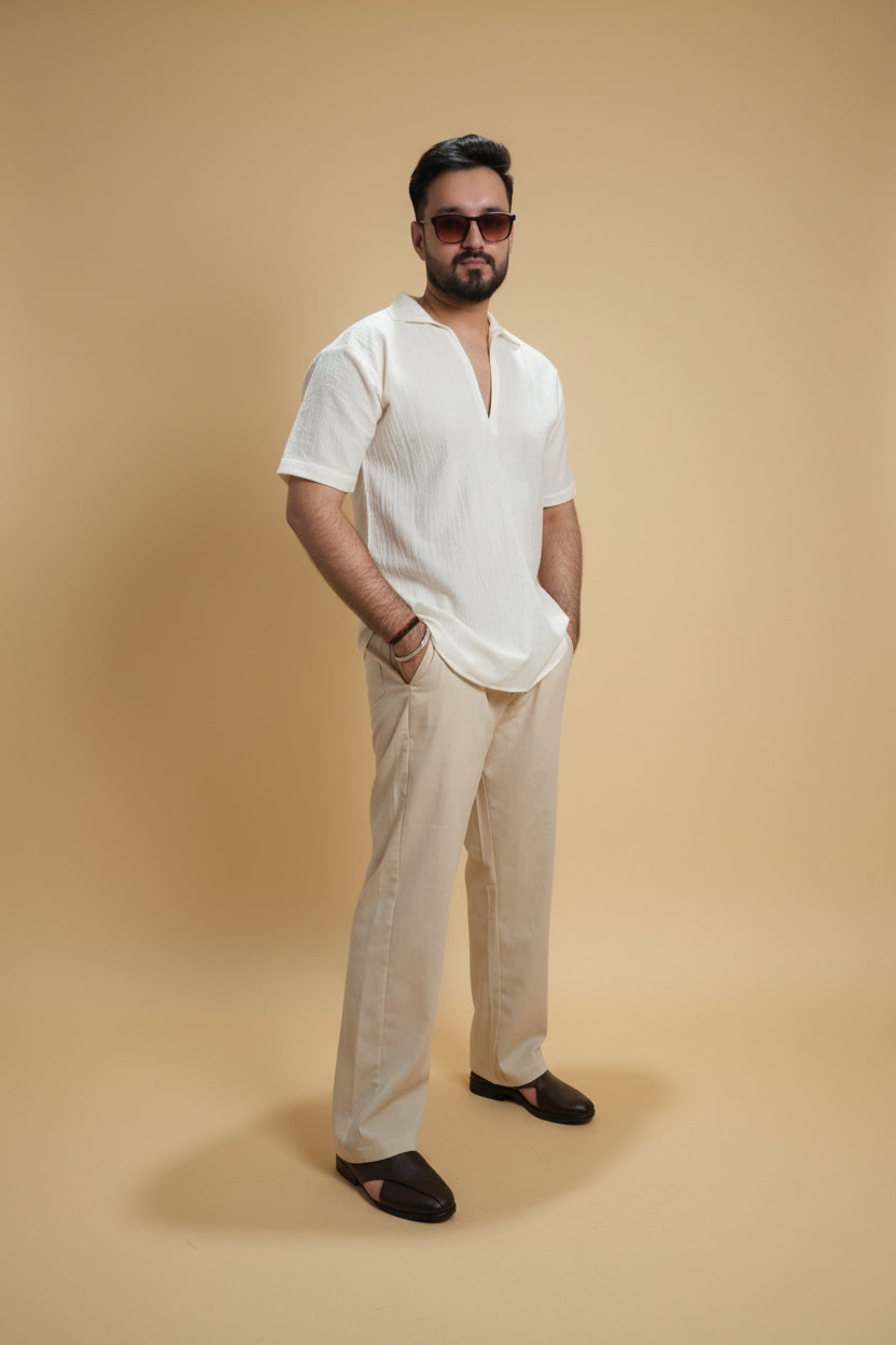 Men Ivory Colour Marina Chiffon Kurta Shirt