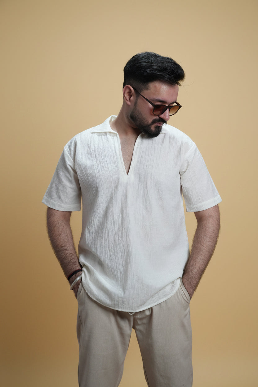 Men Ivory Colour Marina Chiffon Kurta Shirt