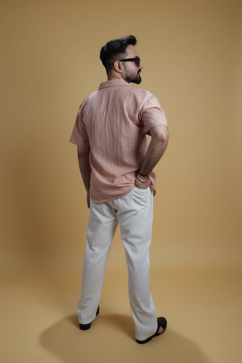 Men Pink Colour Marina Chiffon Kurta Shirt