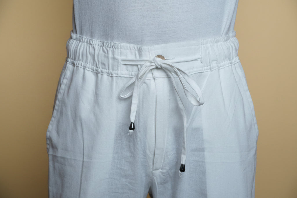 Men Mid Raise White Colour Cotton Short