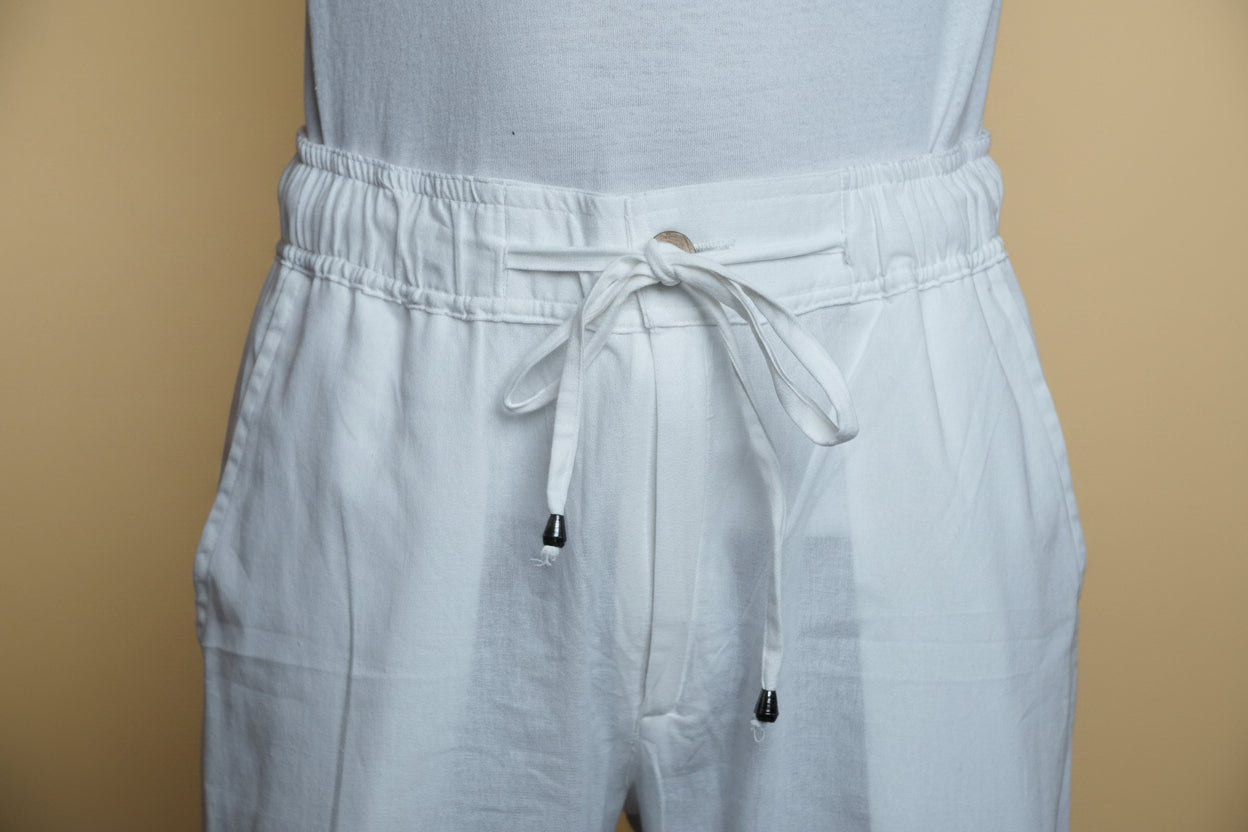 Men Mid Raise White Colour Cotton Short