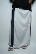Men White  Colour Pajamalungi Navy Colour Textured Stripe Panel Pajamalungi