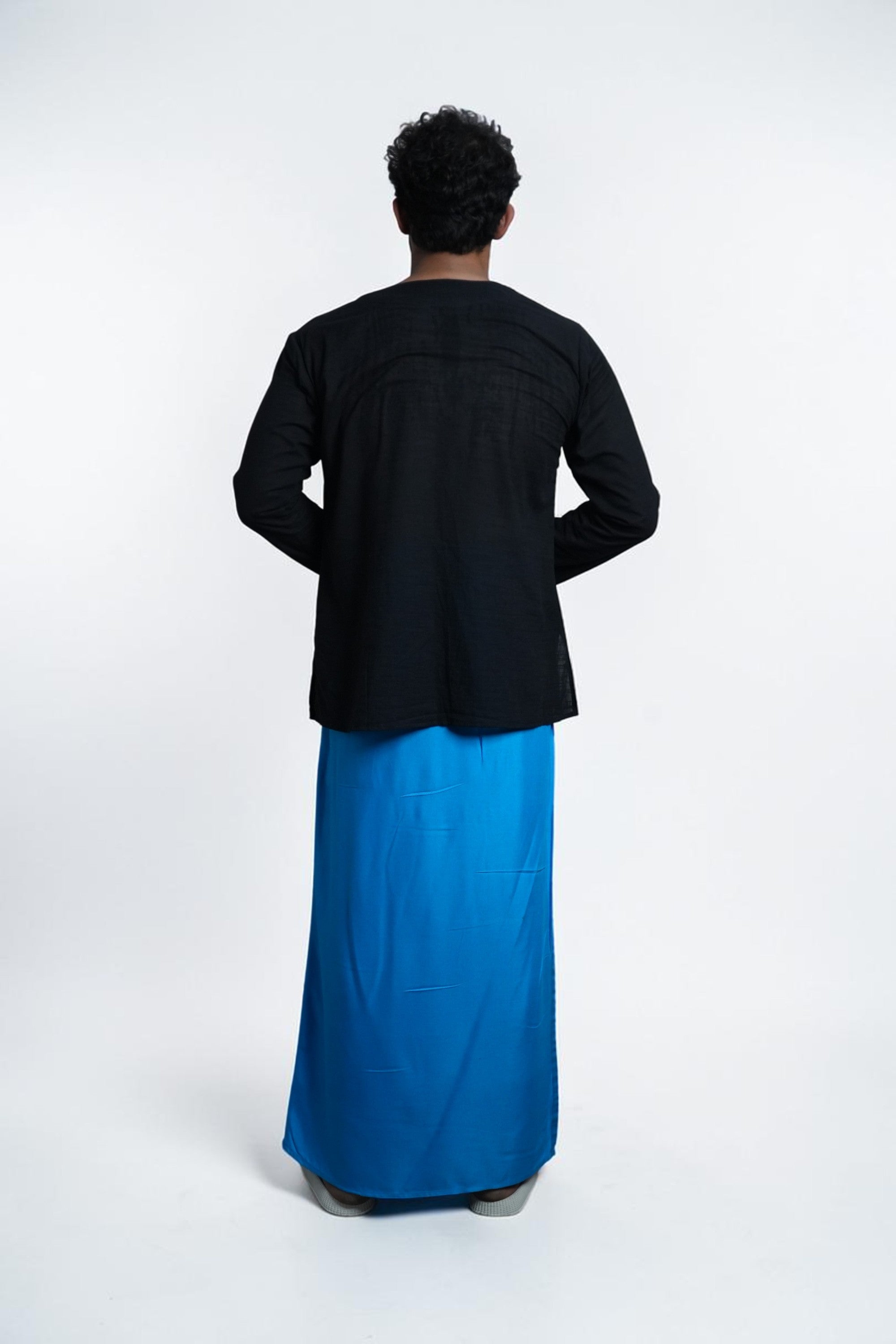 Men Blue Colour Pajamalungi With Blue Textured Stripe Panel Pajamalungi