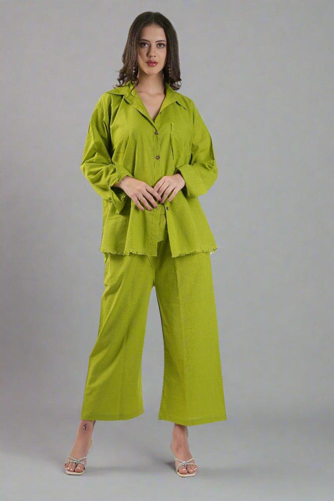 
                      
                        Women trendy Oversized Cotton Shirt Green
                      
                    