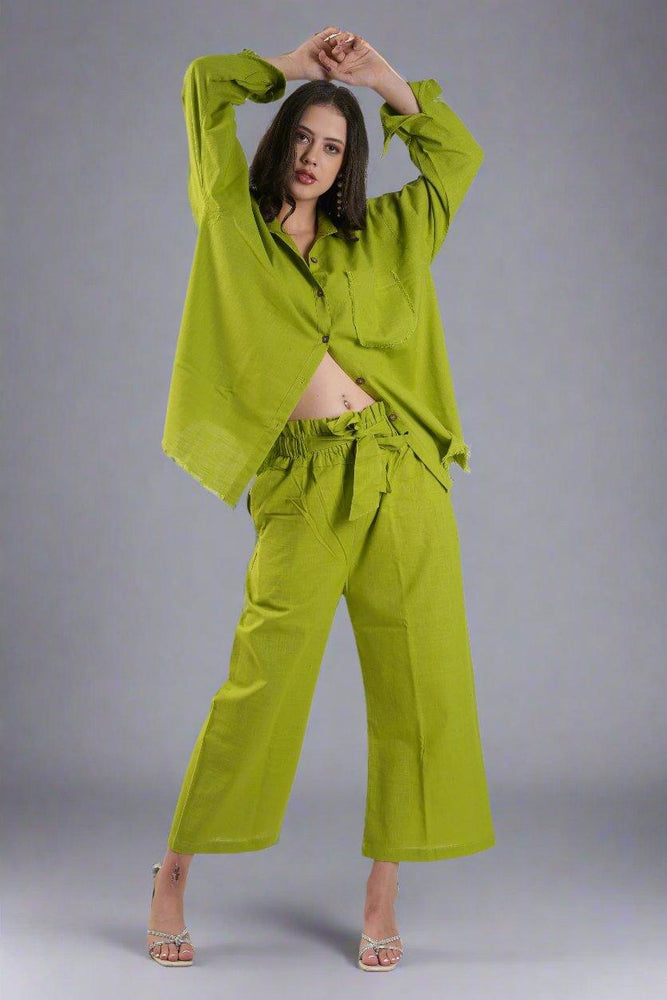 
                      
                        Women trendy Oversized Cotton Shirt Green
                      
                    