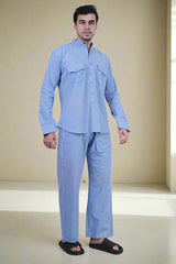 Men’s  Blue Cotton cord Set