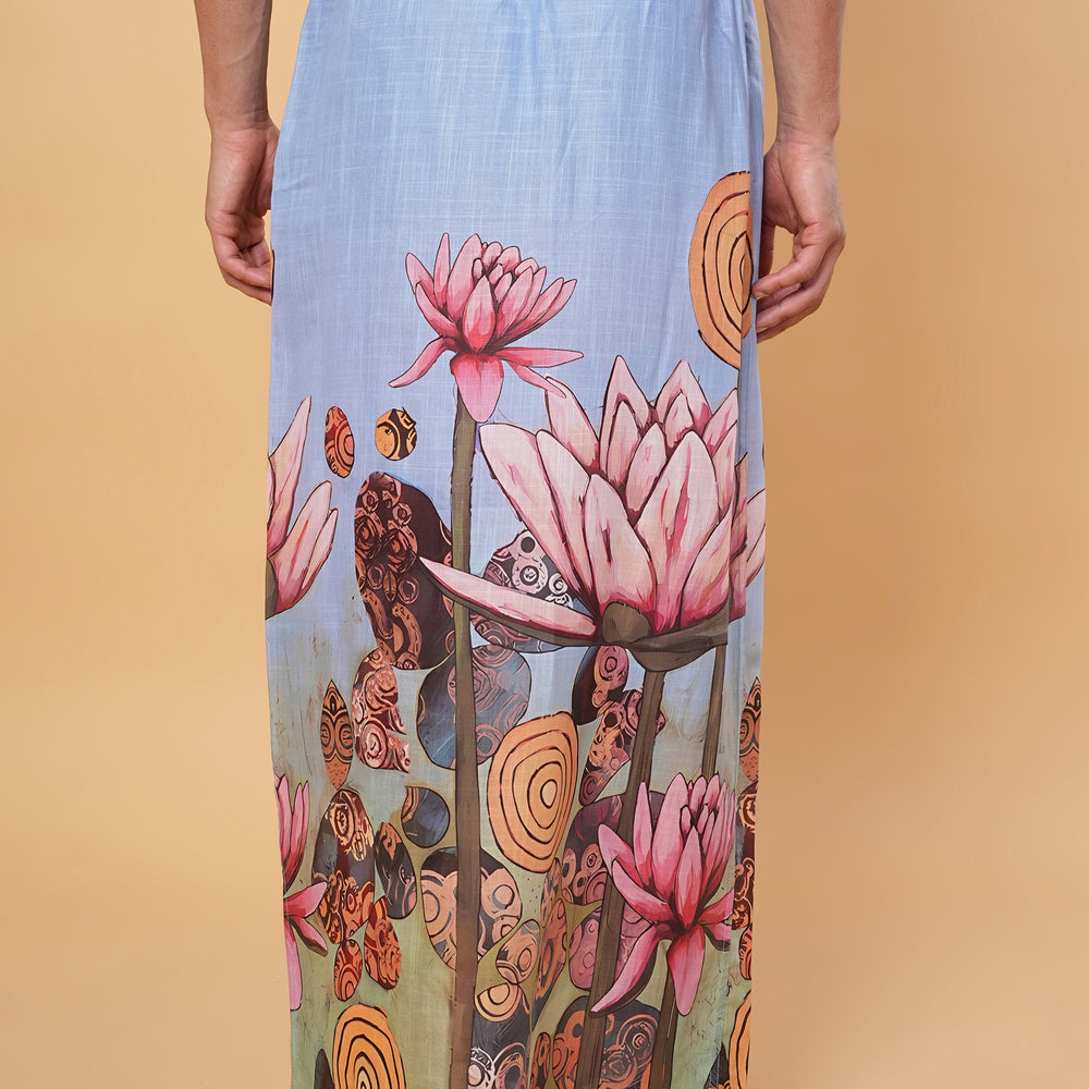 
                      
                        Pink Lotus Printed Pajamalungi Kurta Set
                      
                    