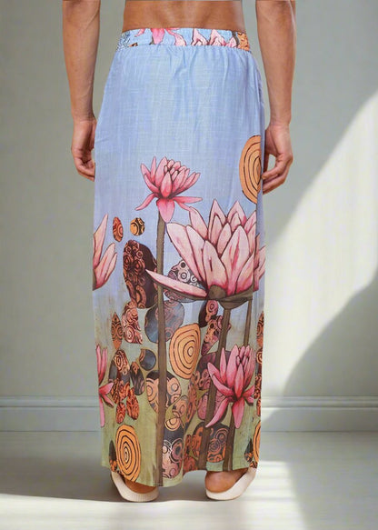 Pink Lotus Printed Pajamalungi