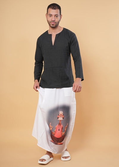Peaceful Flamingo Kurta Pajamalungi Set