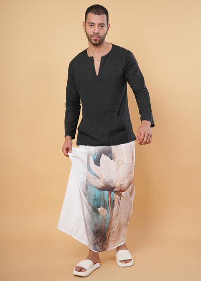 Monochrome Majesty Kurta Pajamalungi Set