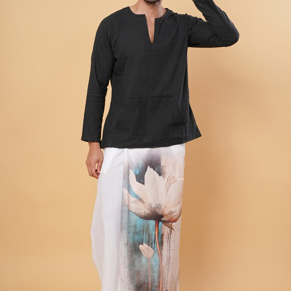 
                      
                        Monochrome Majesty Kurta Pajamalungi Set
                      
                    
