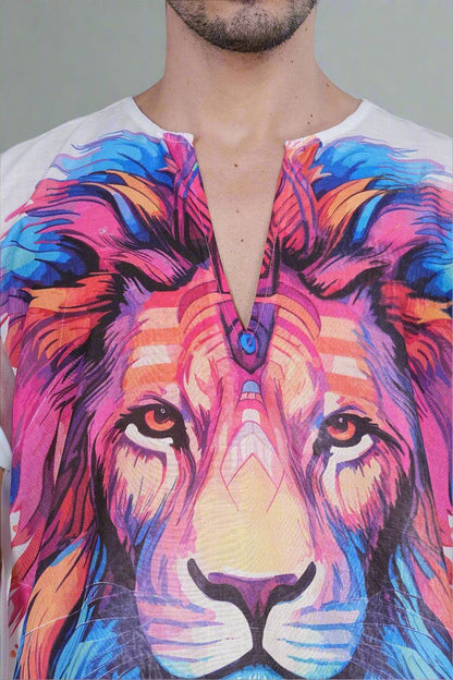Regal Roar Lion Print Kurta