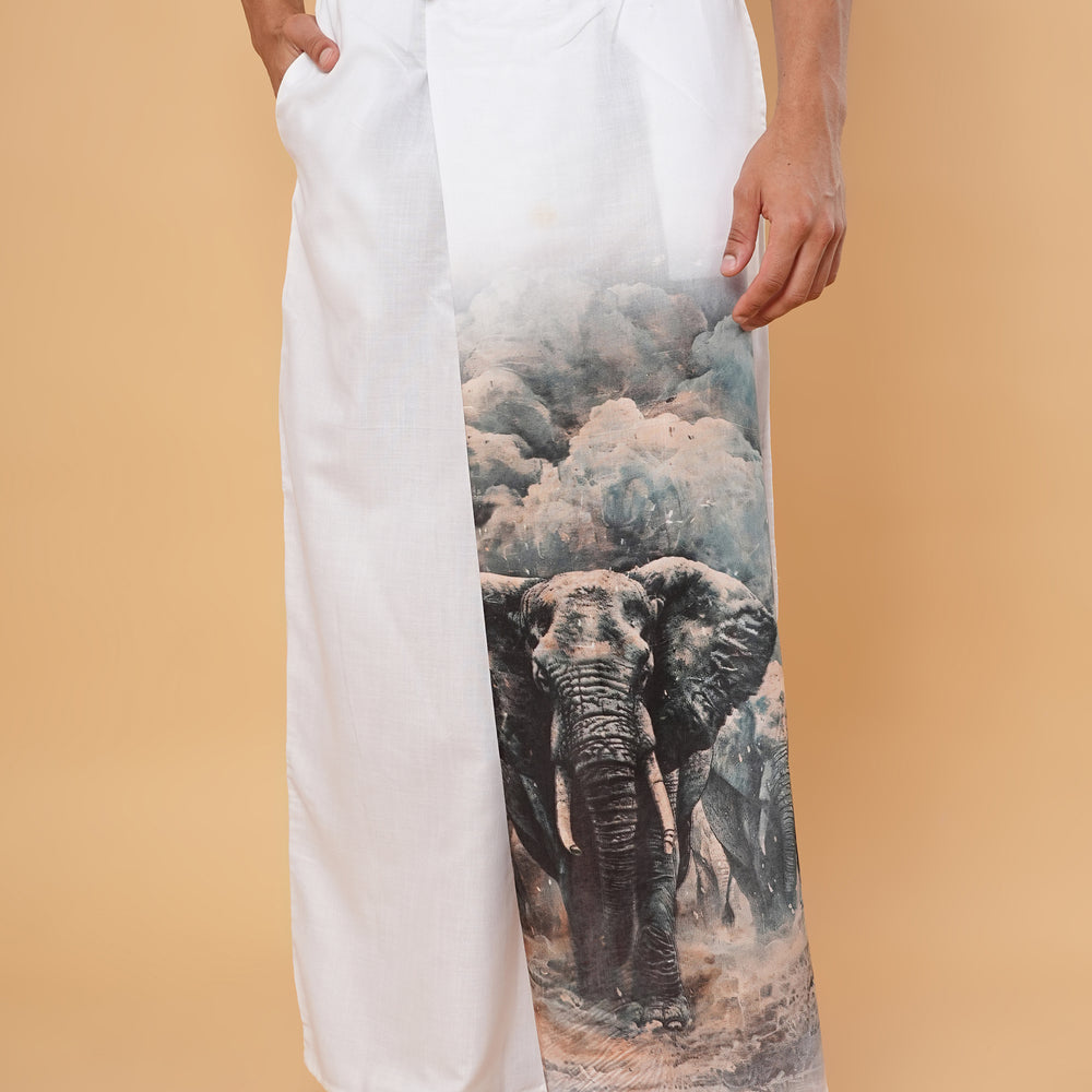 
                      
                        Elephant Motif Kurta Pajamalungi Set
                      
                    