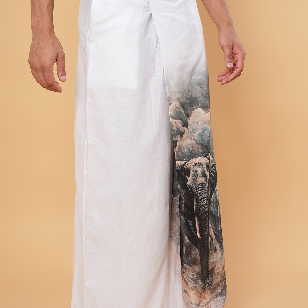 
                      
                        Elephant Motif Kurta Pajamalungi Set
                      
                    