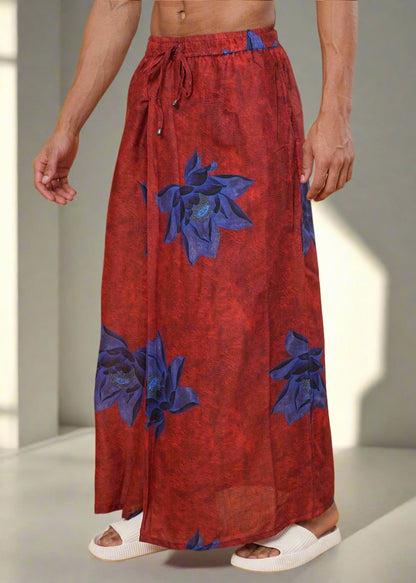 Red Floral Motif Pajamalungi