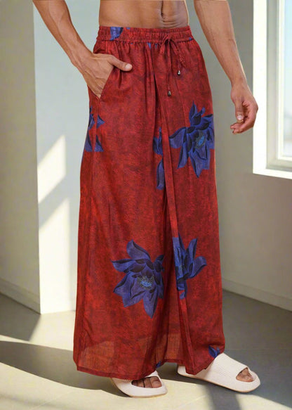 Red Floral Motif Pajamalungi