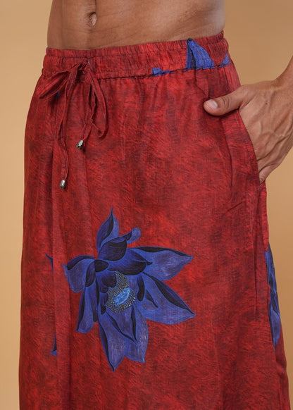 Red Floral Motif Pajamalungi