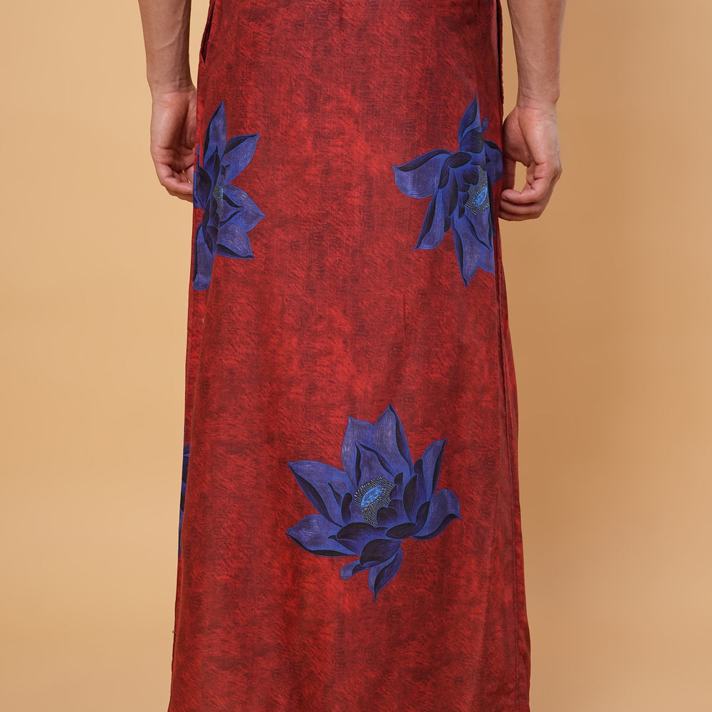 
                      
                        Red Floral Motif Kurta Pajamalungi Set
                      
                    