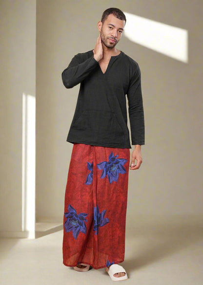 Red Floral Motif Pajamalungi