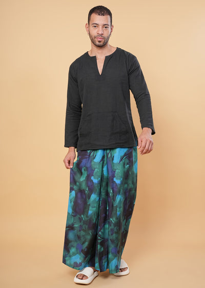 Abstract Aqua Kurta Pajamalungi Set