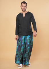 Abstract Aqua Kurta Pajamalungi Set