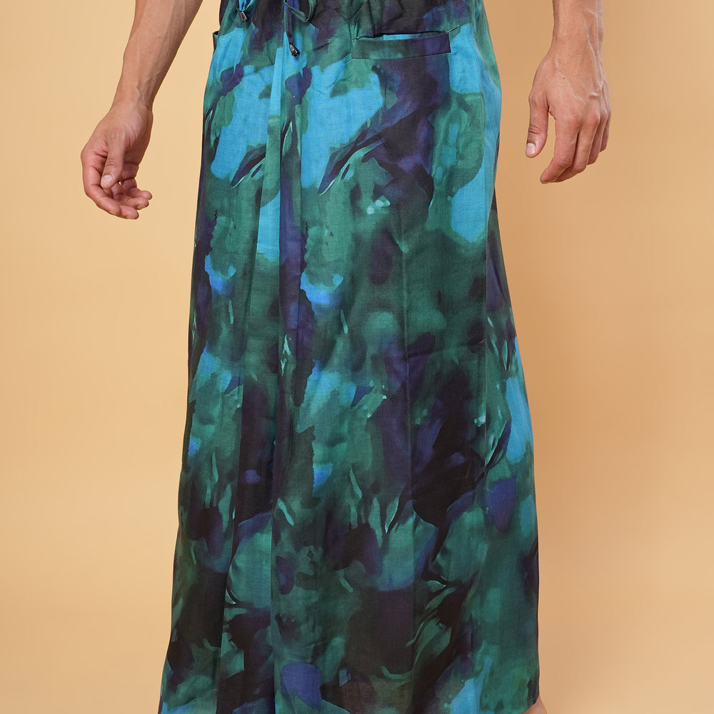 
                      
                        Abstract Aqua Kurta Pajamalungi Set
                      
                    