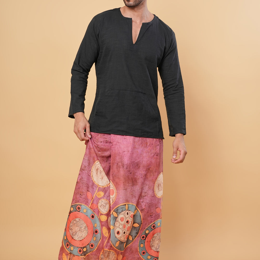 
                      
                        Earthy Pink Ethnic Kurta Pajamalungi Set
                      
                    