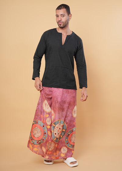 Earthy Pink Ethnic Kurta Pajamalungi Set