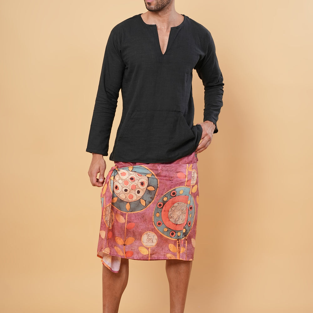 
                      
                        Earthy Pink Ethnic Kurta Pajamalungi Set
                      
                    