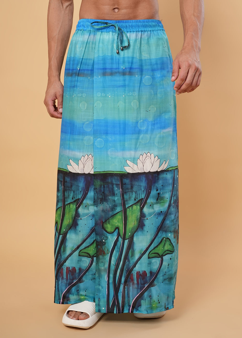 Blue Serenity Lotus Print Pajamalungi