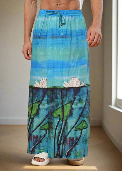Blue Serenity Lotus Print Pajamalungi