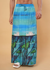 Blue Serenity Lotus Print Pajamalungi