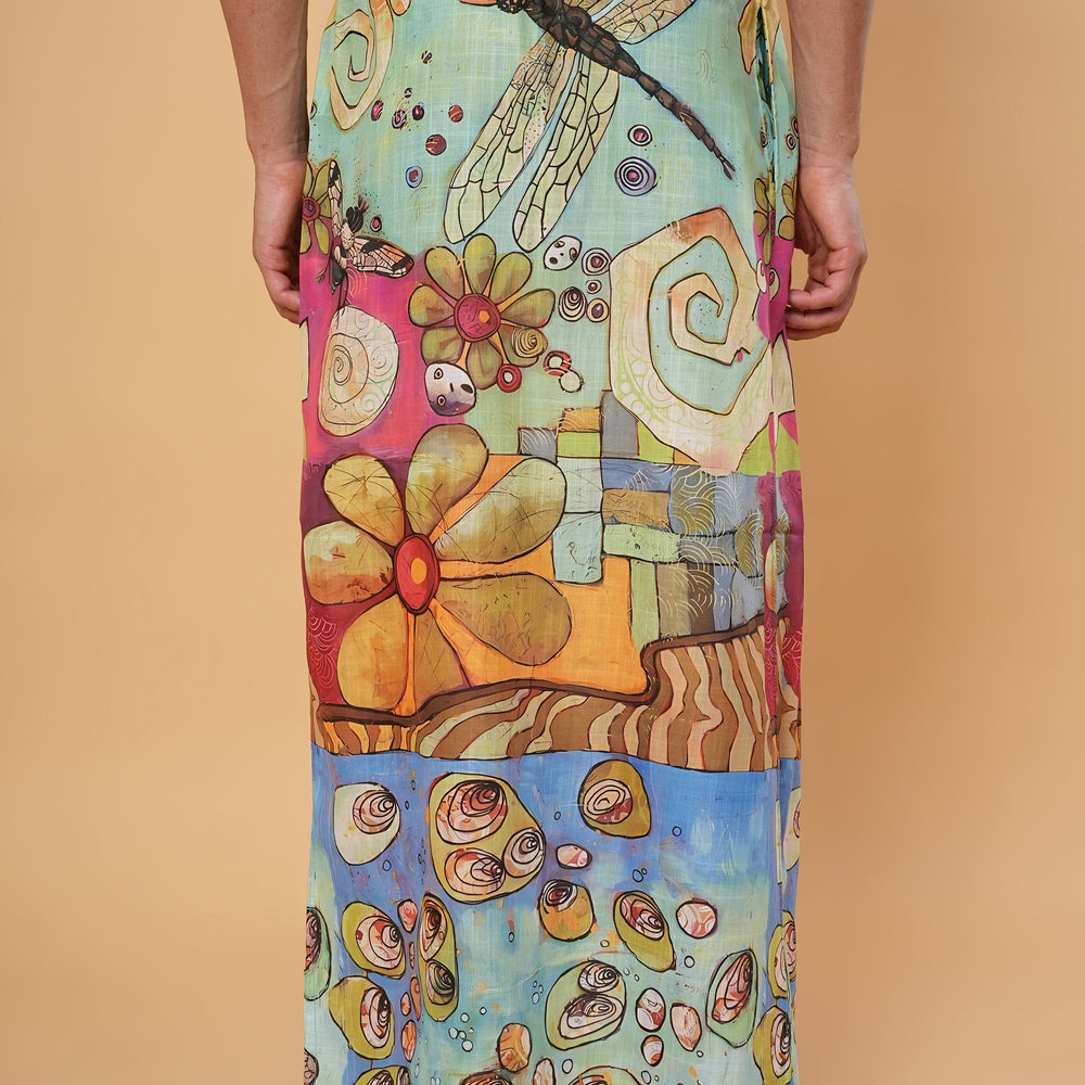 
                      
                        Boho Floral & Ocean Shell Kurta Pajamalungi Set
                      
                    
