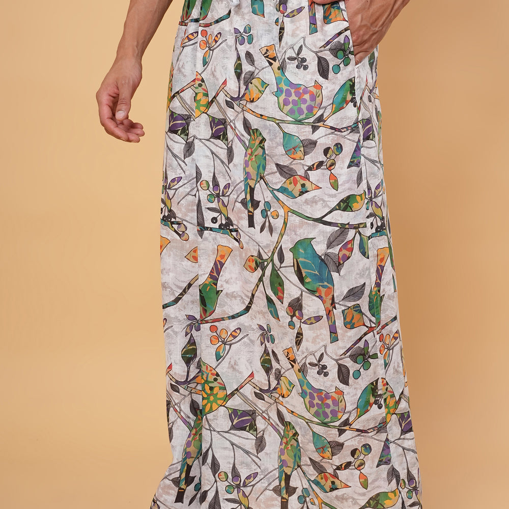 
                      
                        Boho Birdscape Kurta Pajamalungi Set
                      
                    