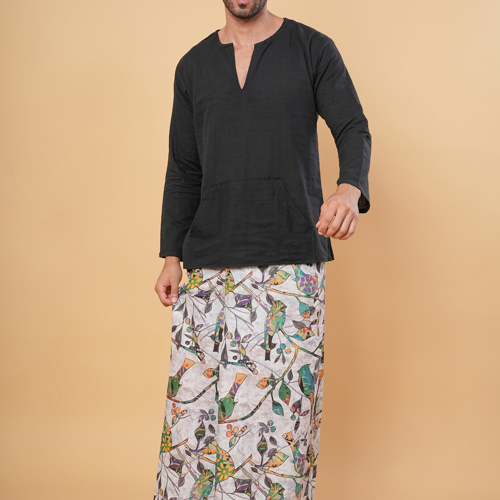 
                      
                        Boho Birdscape Kurta Pajamalungi Set
                      
                    