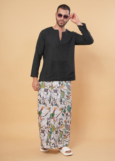 Boho Birdscape Kurta Pajamalungi Set