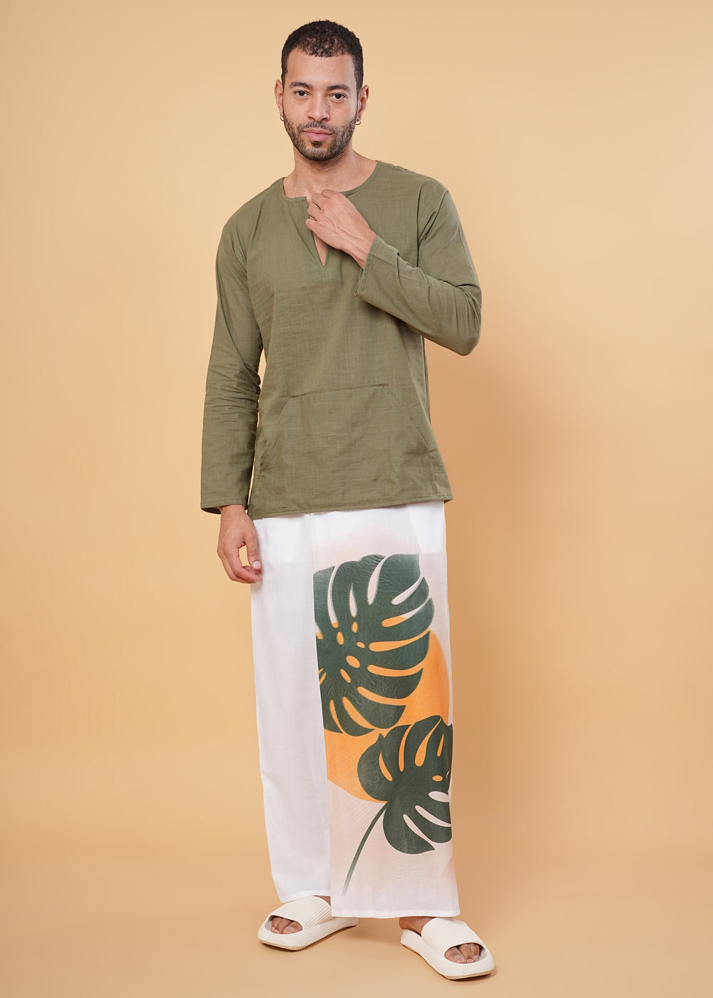 Sunset Jungle Wrap Kurta Pajamalungi Set