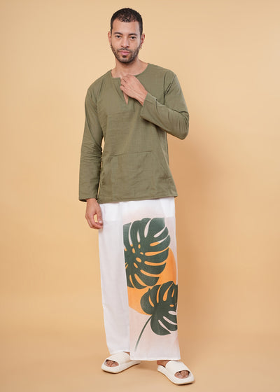 Sunset Jungle Wrap Kurta Pajamalungi Set