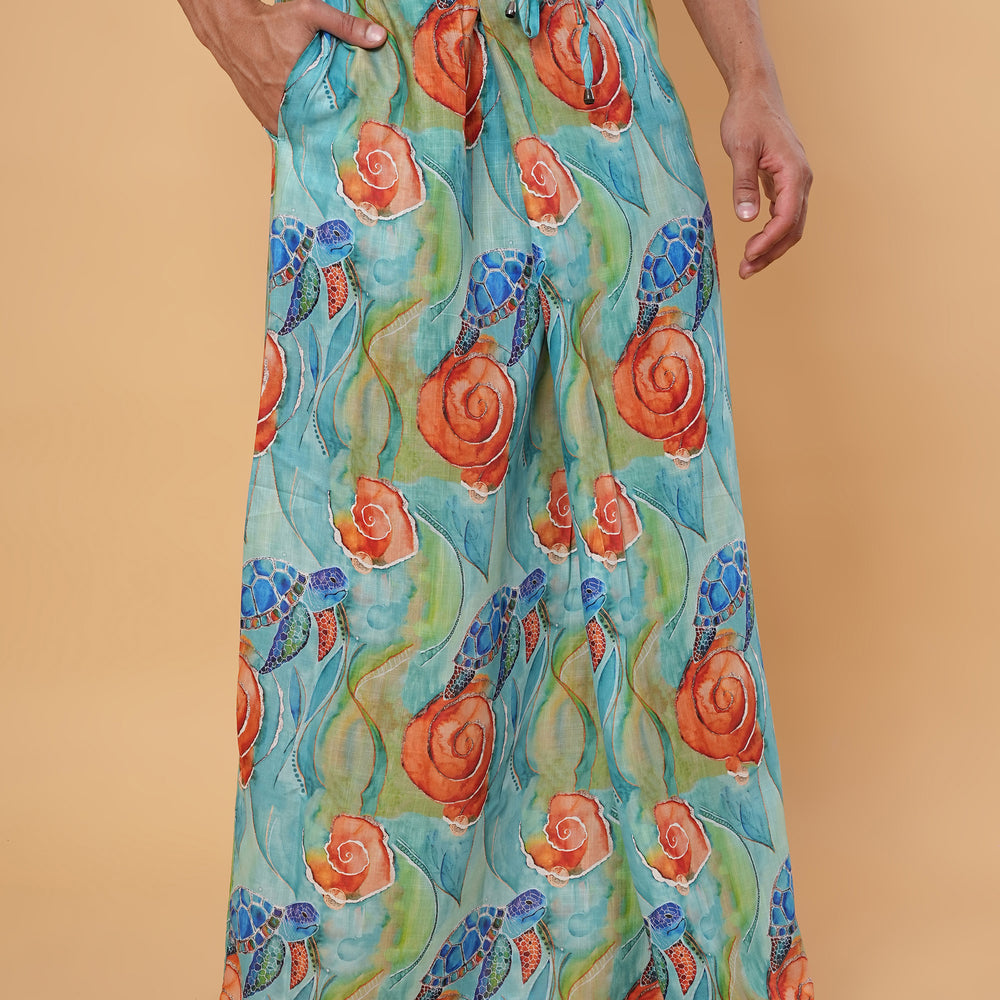 
                      
                        Marine Blossom Sarong Kurta Pajamalungi Set
                      
                    