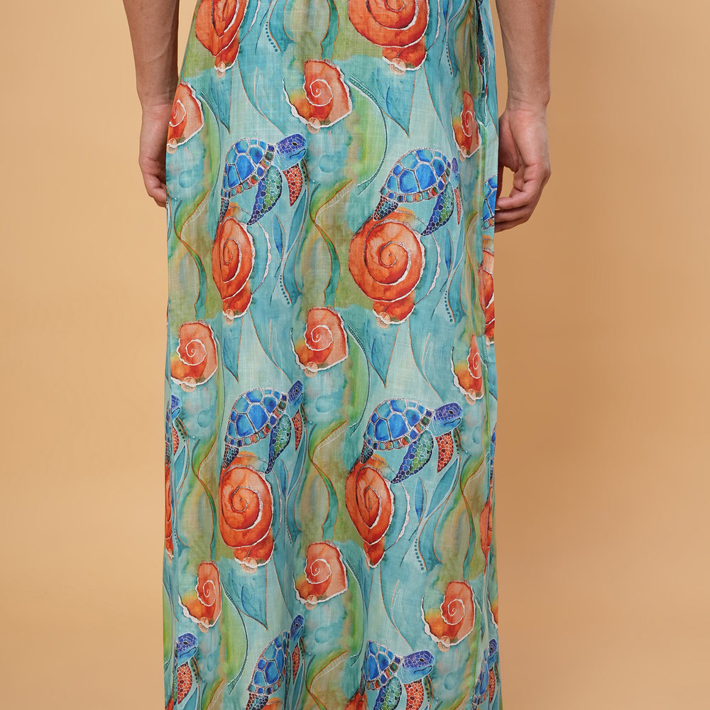 
                      
                        Marine Blossom Sarong Kurta Pajamalungi Set
                      
                    