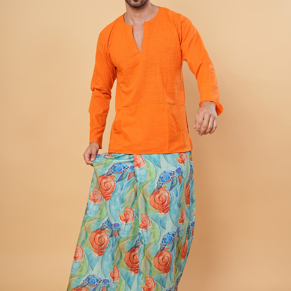 
                      
                        Marine Blossom Sarong Kurta Pajamalungi Set
                      
                    