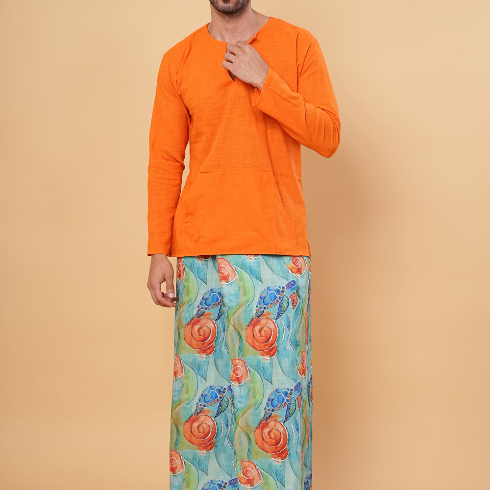 
                      
                        Marine Blossom Sarong Kurta Pajamalungi Set
                      
                    