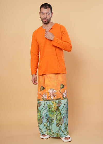 Serenity Lotus Wrap Kurta Pajamalungi Set