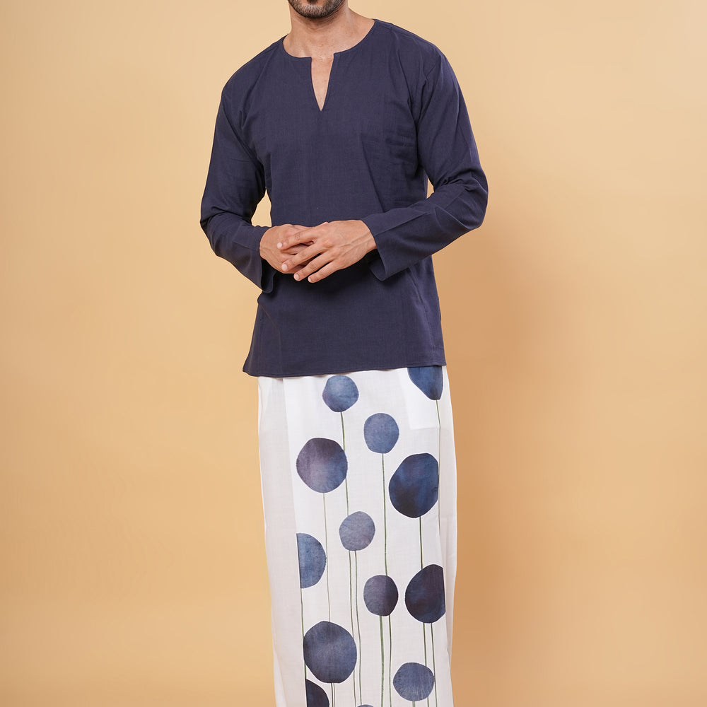 
                      
                        Navy Blossom Kurta Pajamalungi Set
                      
                    