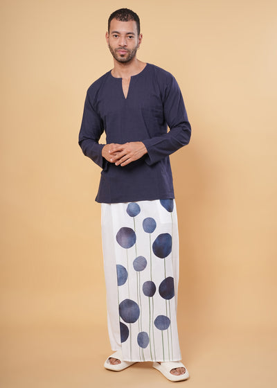Navy Blossom Kurta Pajamalungi Set