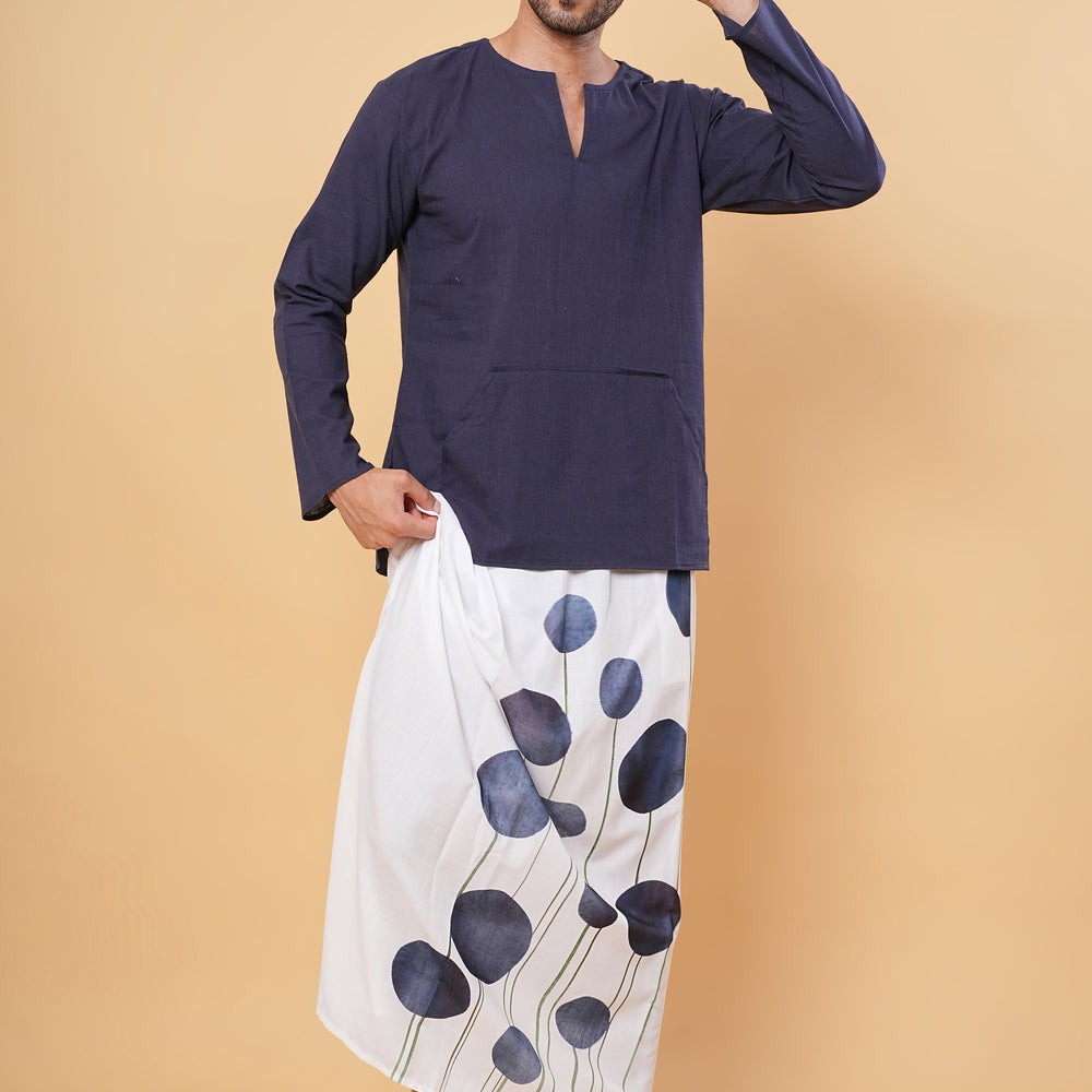 
                      
                        Navy Blossom Kurta Pajamalungi Set
                      
                    