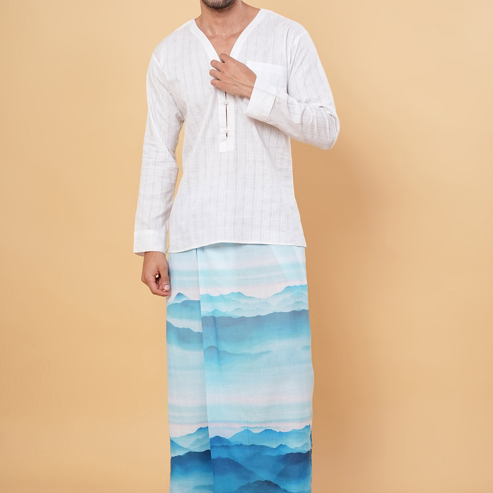
                      
                        White Cotton Kurta Pajamalungi Set
                      
                    